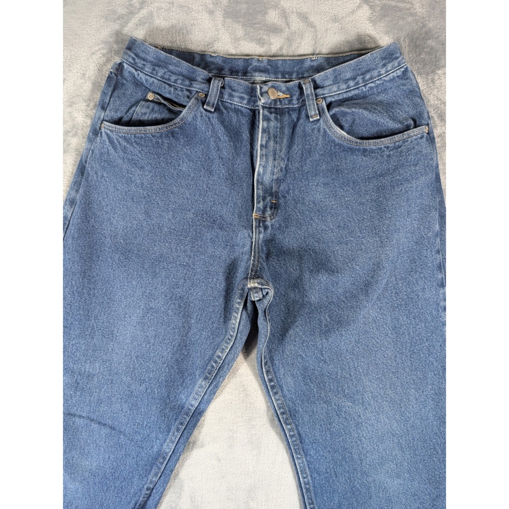 Wrangler Men's 34x30 Medium Wash Straight Leg Blue Denim Authentic Workwear Jean - Picture 7 of 13